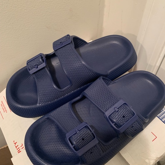Unisex Navy Blue Slide Sandals - Picture 1 of 3
